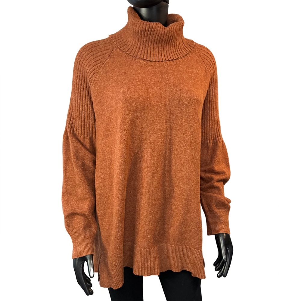 Women's Cozy Turtleneck Sweater - Rust